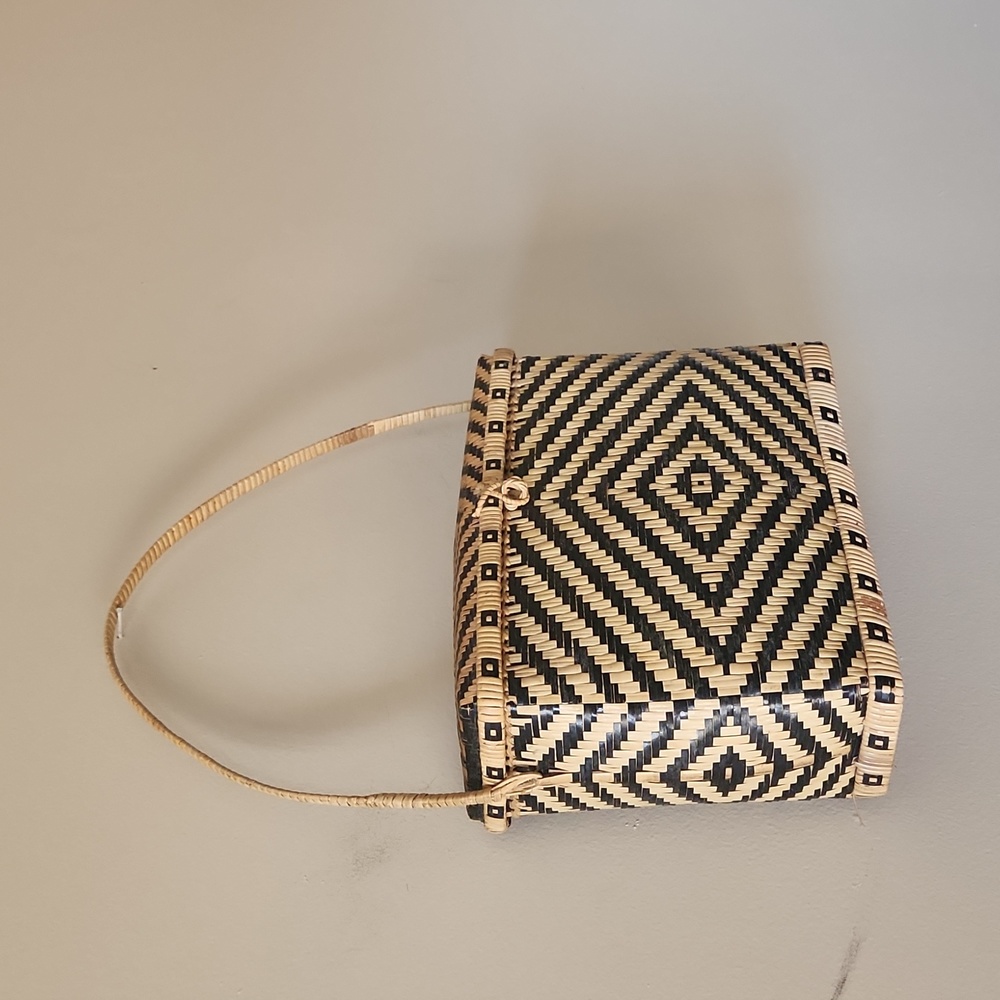 Anthropologie Wicker woven geometric handbag - Picture 3 of 9